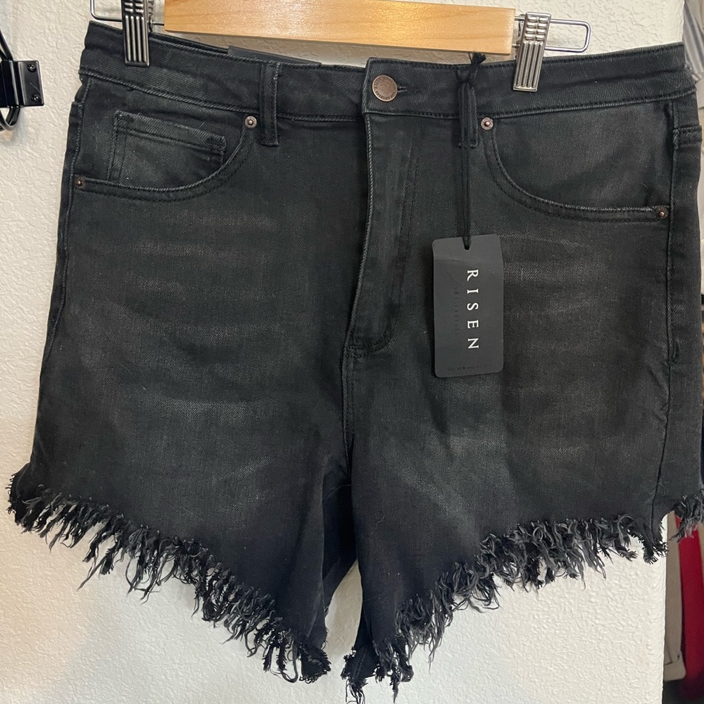 RISEN black denim shorts brand new with tags